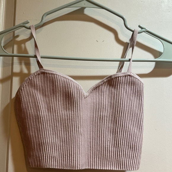 ARITZIA BABATON blush pink sculpt knit sweetheart tank - Picture 2 of 4